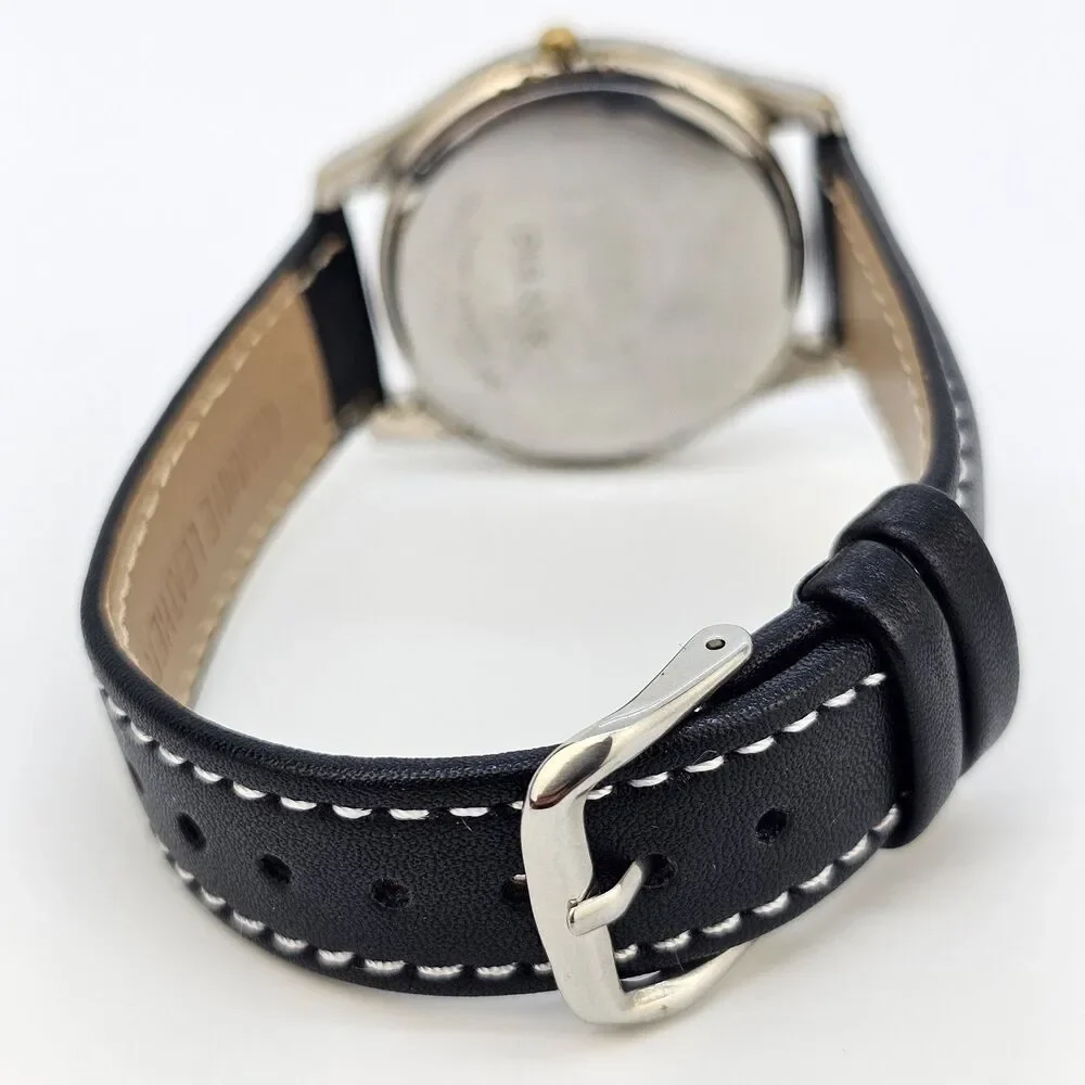 VTG Pulsar Men Watch 38MM Black Dial Dial Day Date New Leather Band New‎ Battery